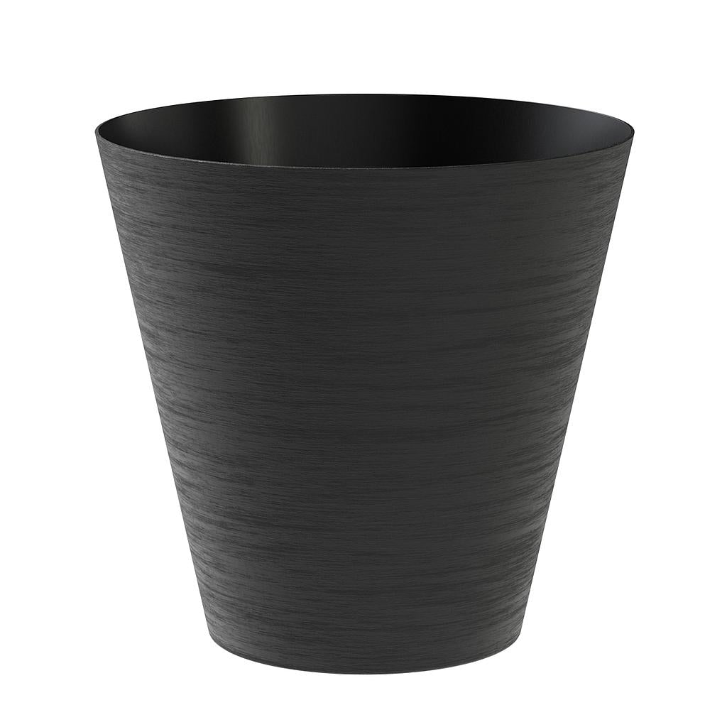 Teraplast Macetero De Plástico Reciclado Hoop Negro 30cm Con Depósito De Agua_0