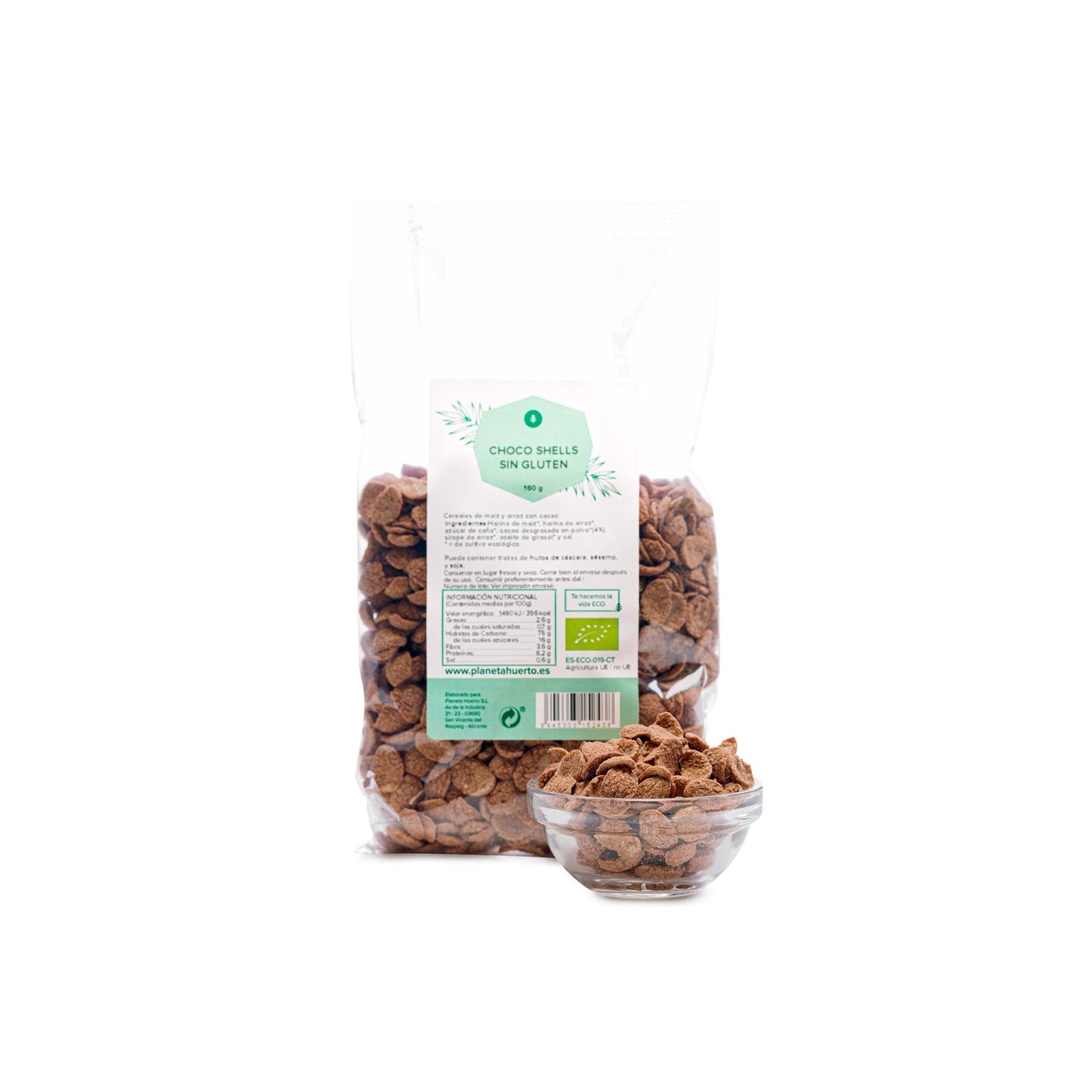 Cascas de chocolate ecológicas sem glúten Planet Garden 160 g