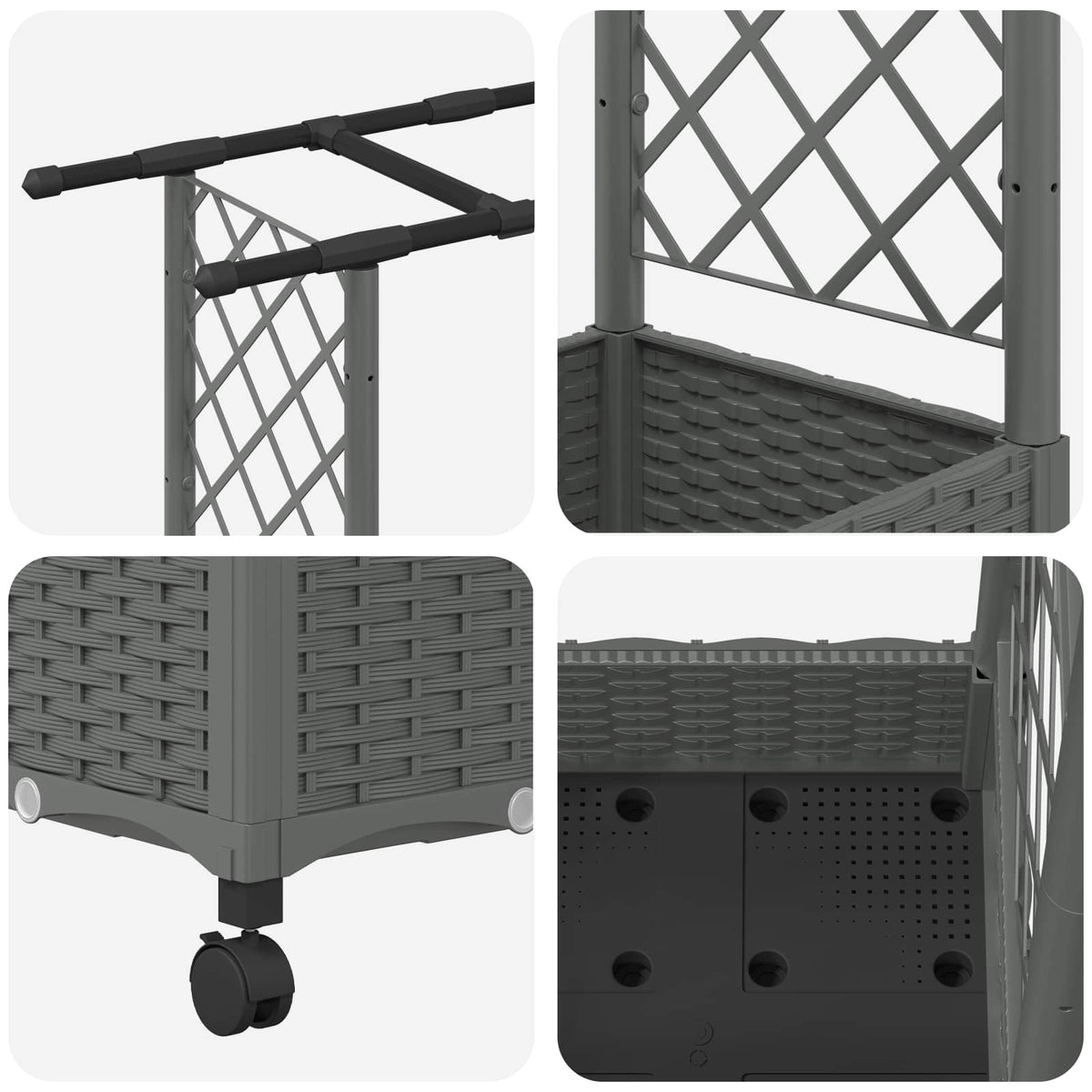 Cama Elevada Con Trellis Y Techo Gris Claro 203 X 40 X 127 Cm_5