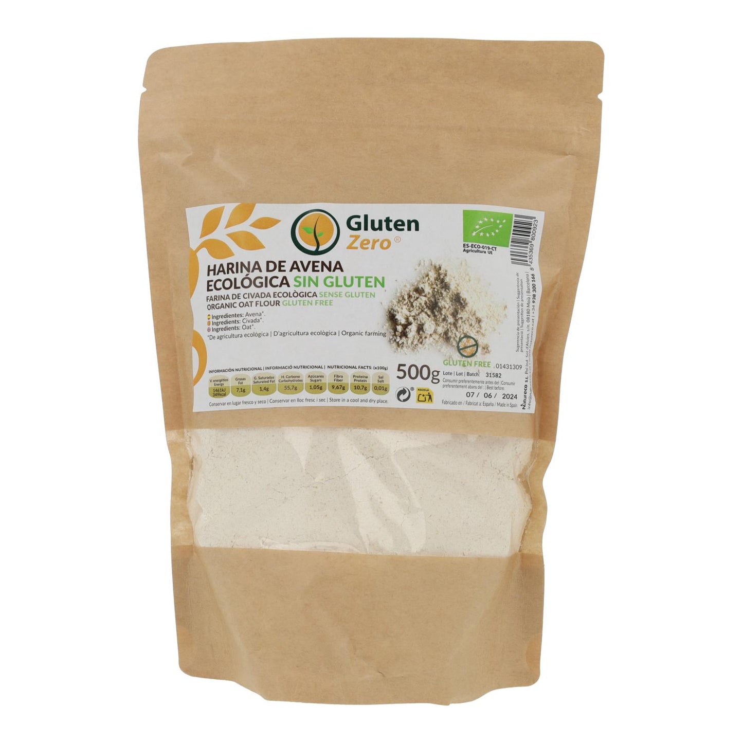 Farinha de Aveia 500 G Gz Zero Glúten
