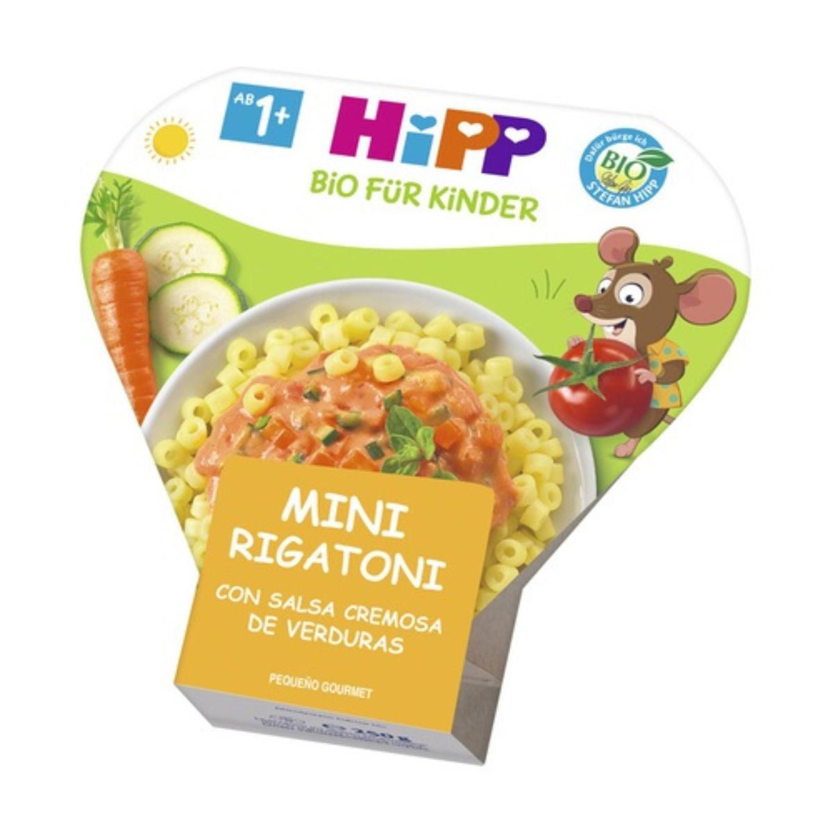 Mini rigatoni com molho cremoso de legumes HIPP 250 g.