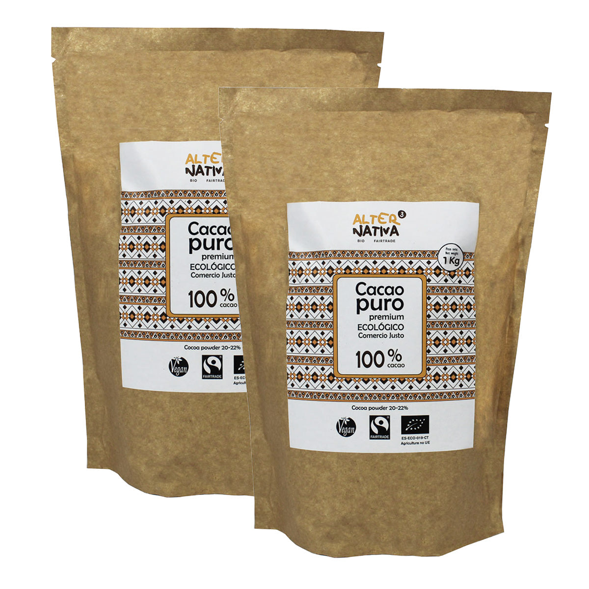 Pack 2x Cacao Puro Premium Bio Alternativa 1 kg
