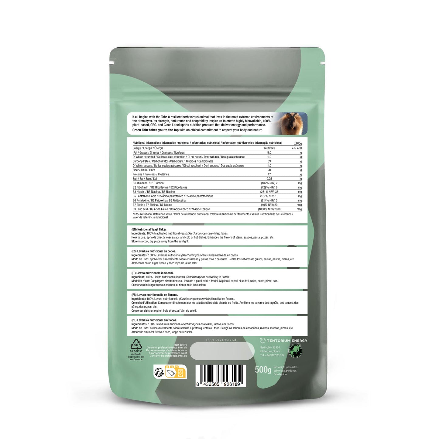 Flocos de levedura nutricional: (500g) Embalagem XXL