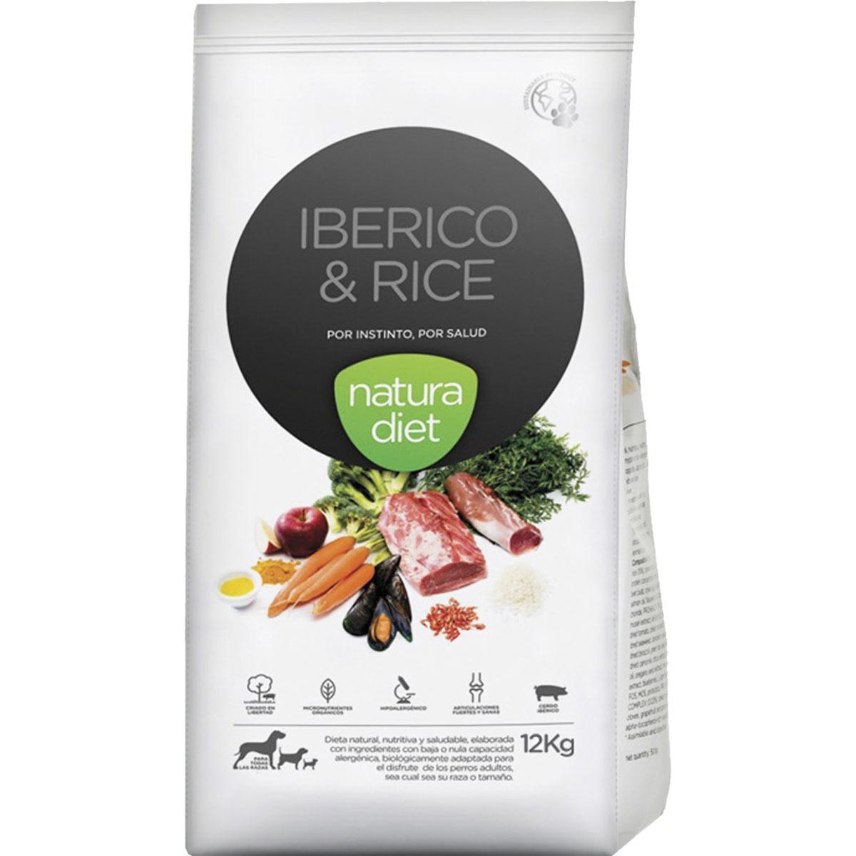 Ração Natura Diet Ibérica e Arroz sem OGM para Cães 12 Kg