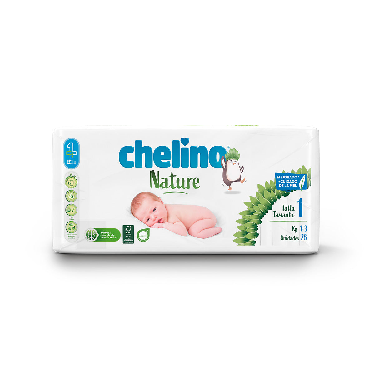 Pack poupança Fraldas T1 1-3 kg Chelino Nature 112 Unidades