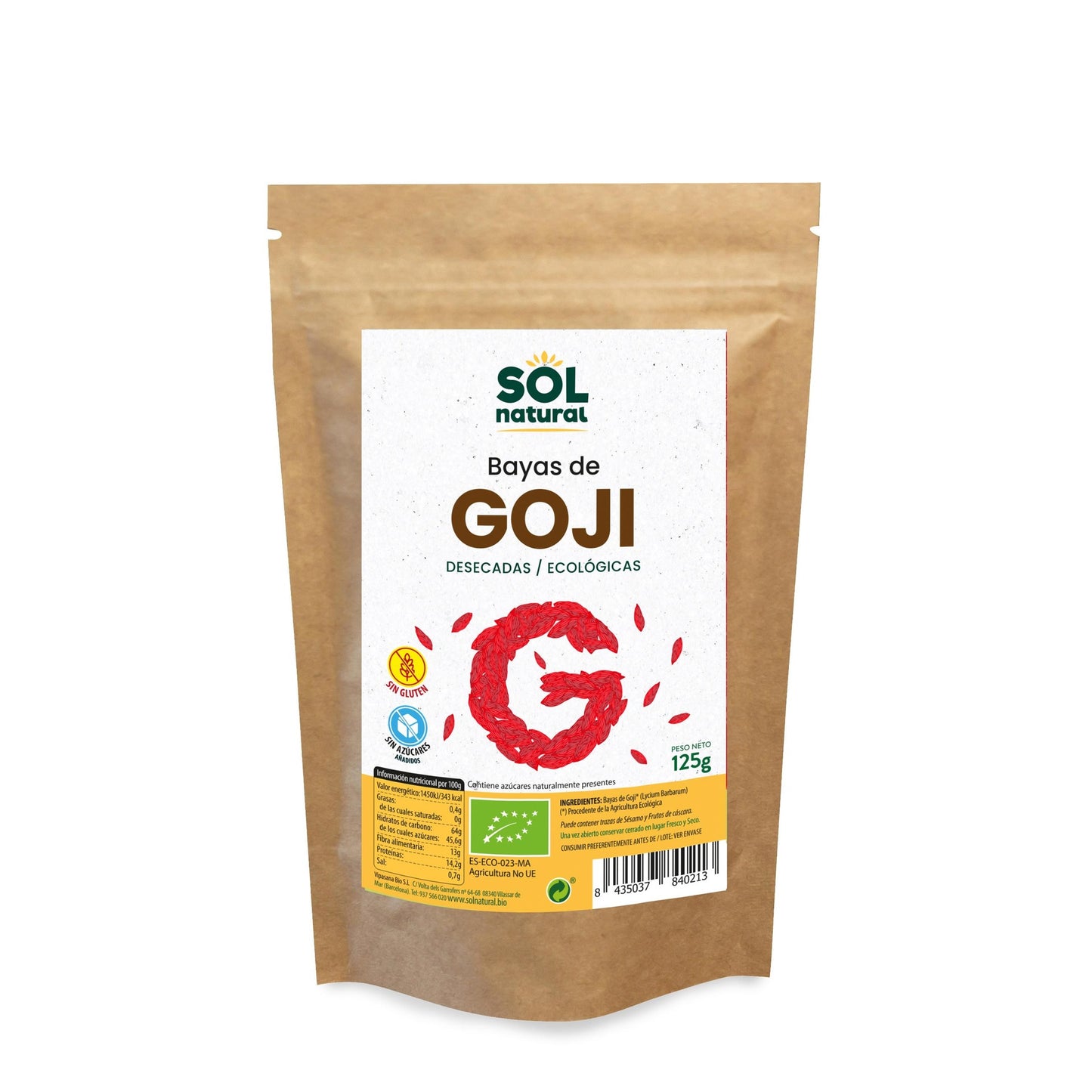 Bagas de goji biológicas Sol Natural 125 g
