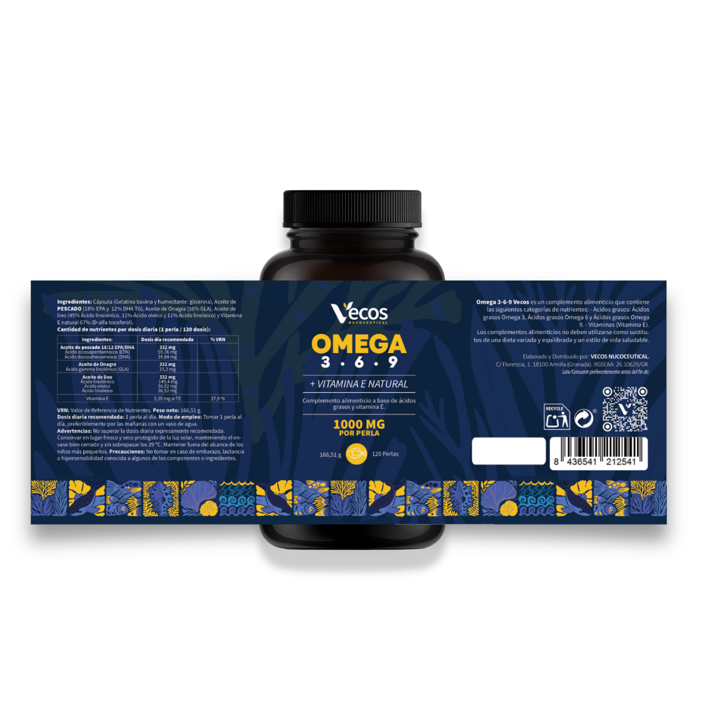Omega 3-6-9 Vecos 120 Perlas | Corazón, Visión Y Cerebro | Ácidos Grasos Epa, Dha, Gla, Ala + Vitamina E_4