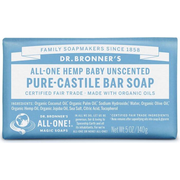 Sabonete em barra neutro para bebé Dr. Bronners 140 g