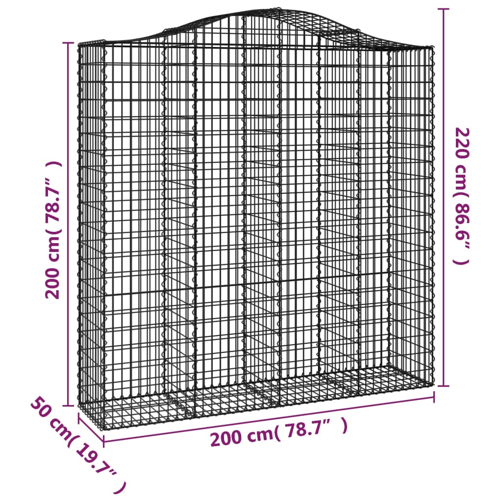 Cestas De Gaviones 5 Uds Forma De Arco Hierro 200x50x200/220 Cm_5
