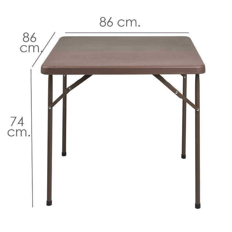 Mesa Plegable Cuadrada 86x86x74 Cm. Color Marron._1