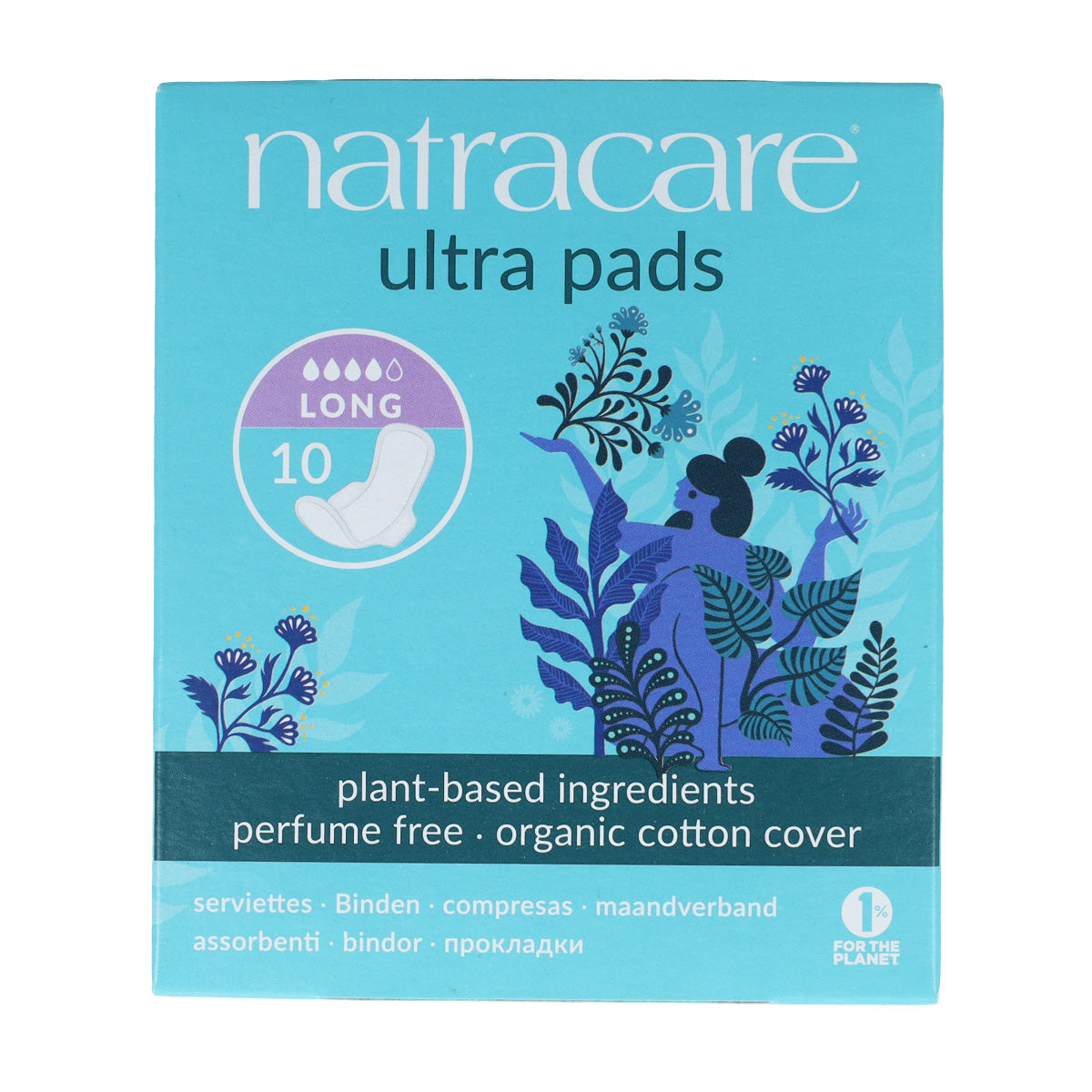 Natracare Absorventes Orgânicos Longos com Abas, 10 Unidades
