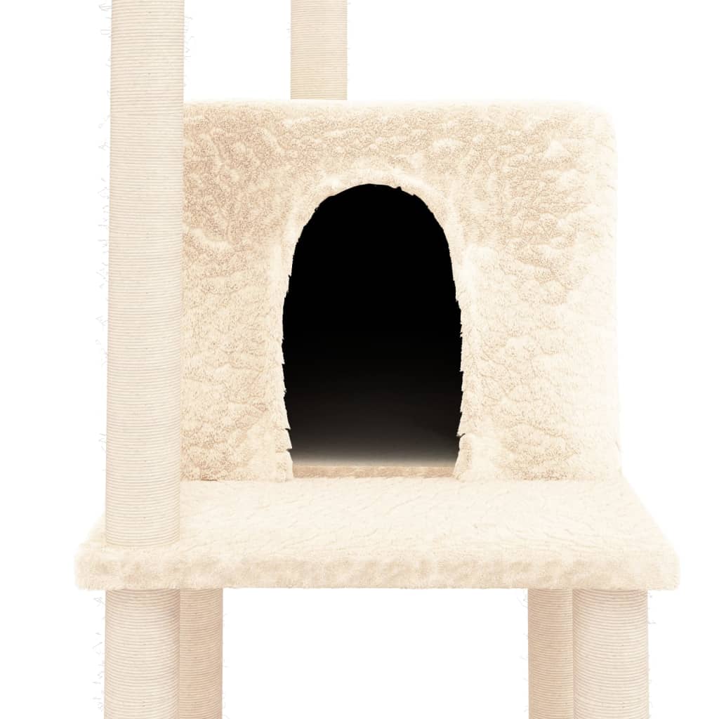 Rascador Para Gatos Con Postes De Sisal Color Crema 144,5 Cm_5