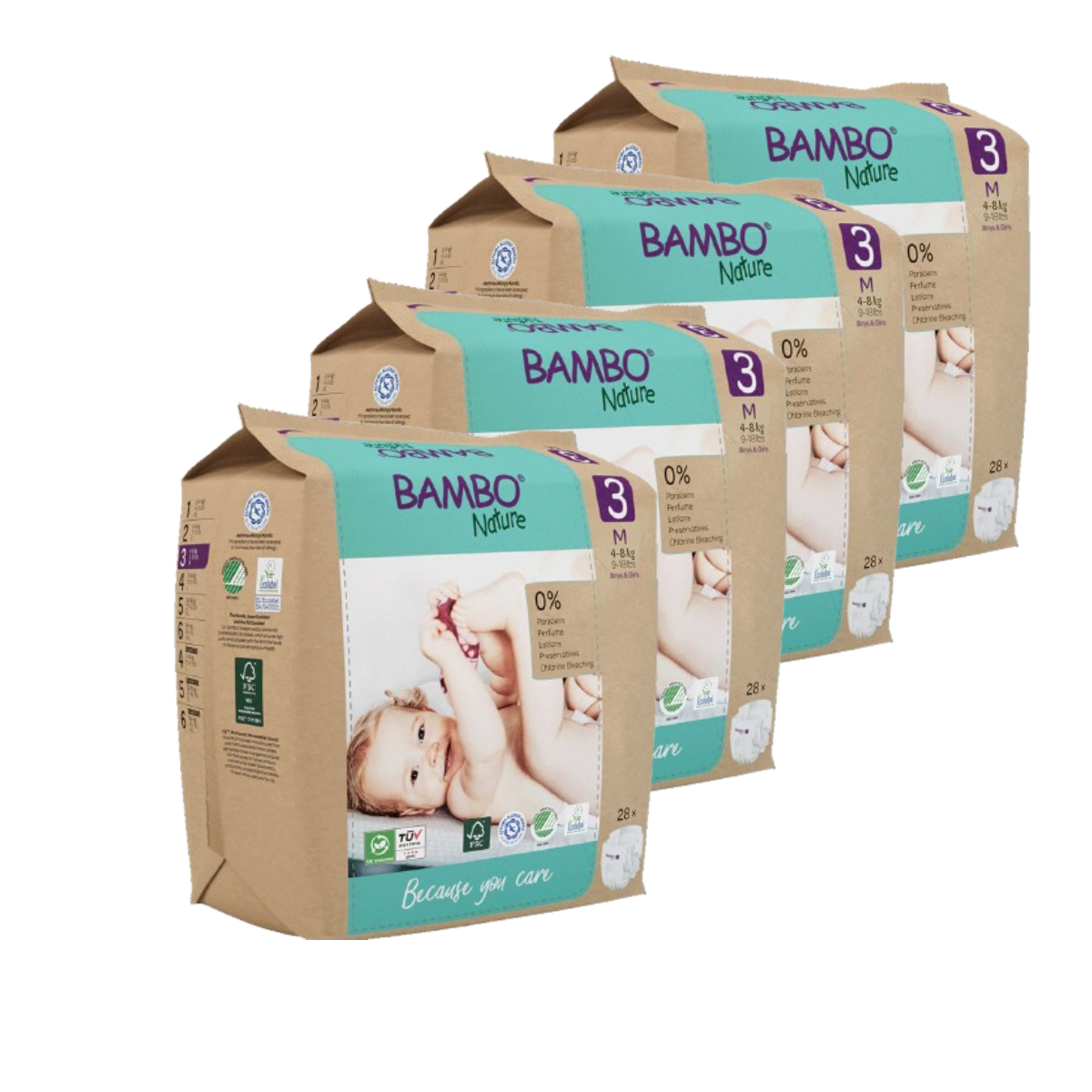 Fraldas Bambo Nature pack económico T3 (4-8kg) 112 unidades