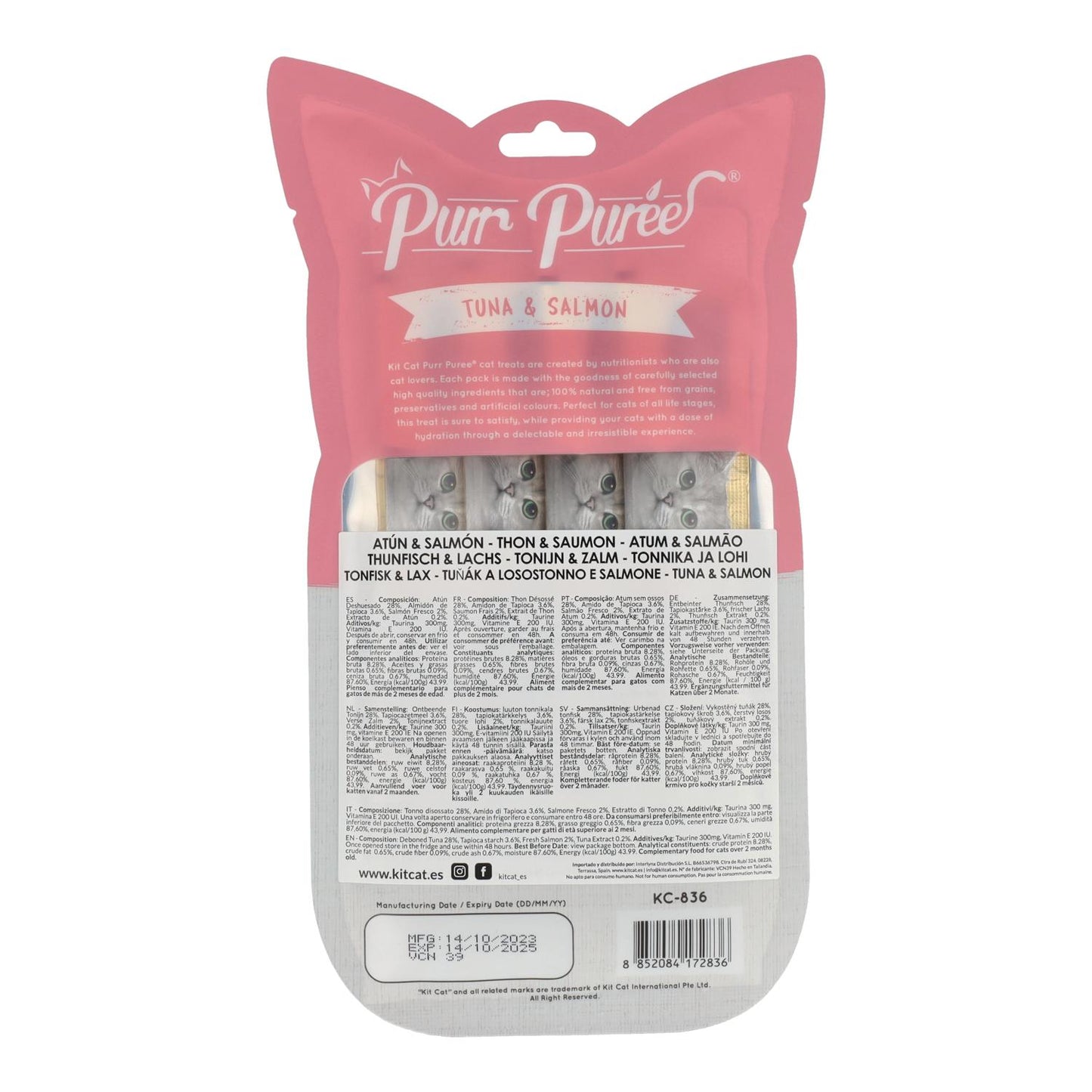 PurrPuree Cat Kit - Atum e Salmão 60g Snack cremoso para gatos