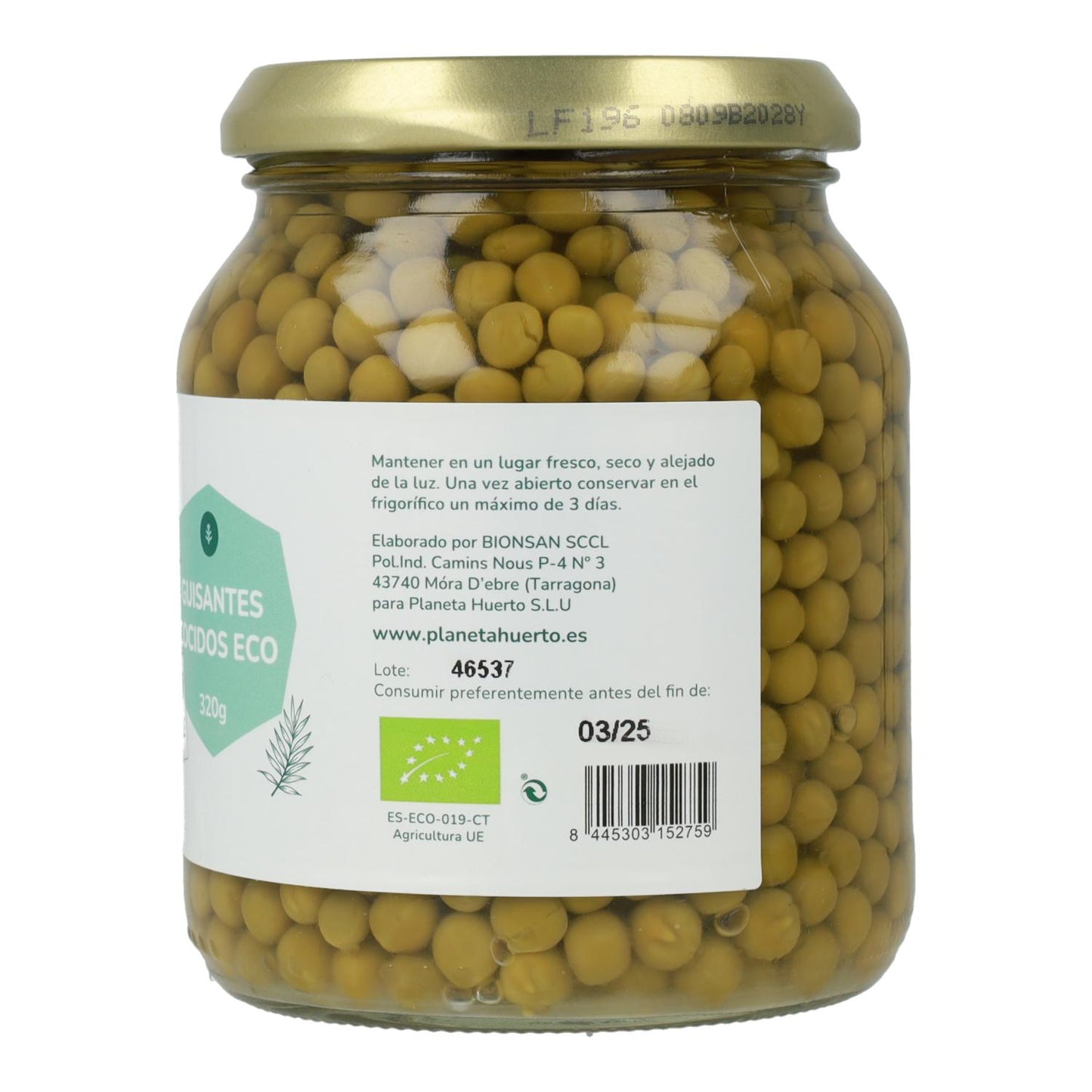 ECO Planeta Huerto Ervilhas 320 g