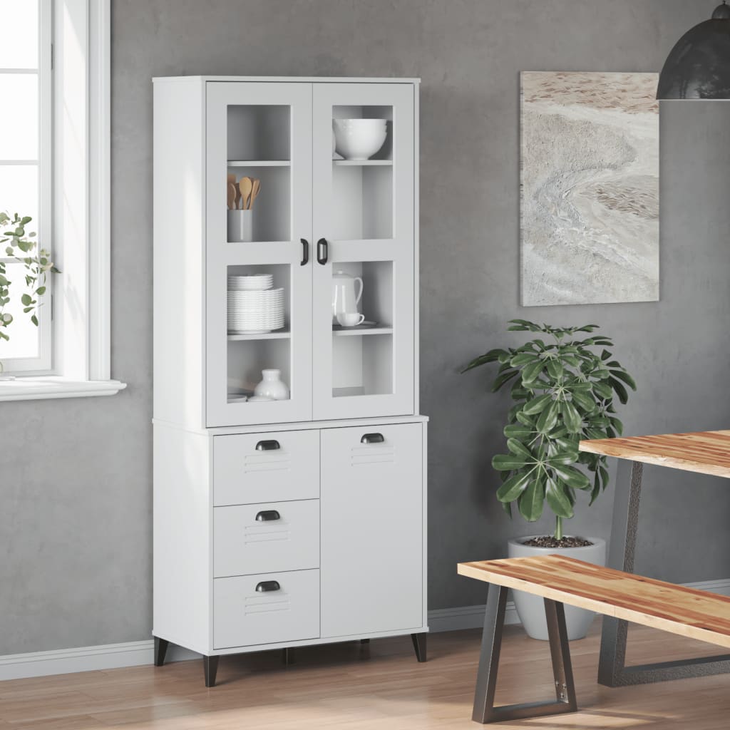 Aparador Alto Viken Madera Maciza De Pino Blanco 80x40x190 Cm / Vetonek_5