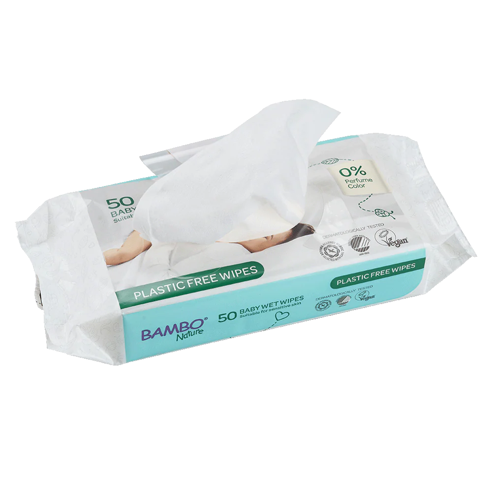 Toalhitas Húmidas Bambo Nature Sem Plástico 50 unidades