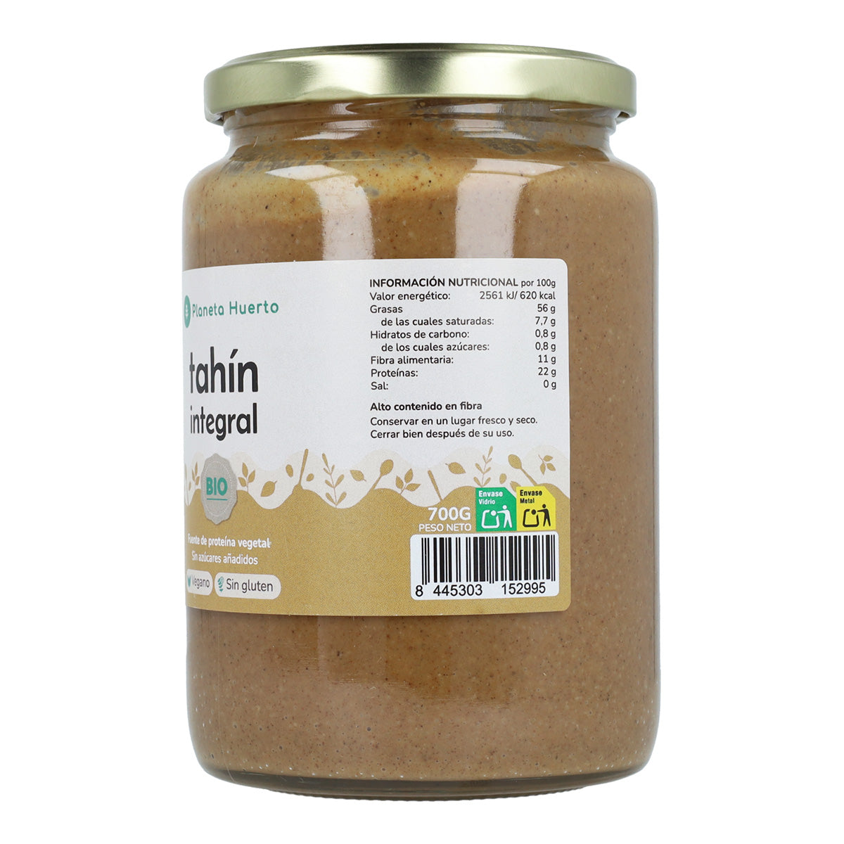 Embalagem com 6x Tahin ECO Integral Planeta Huerto 700 gr