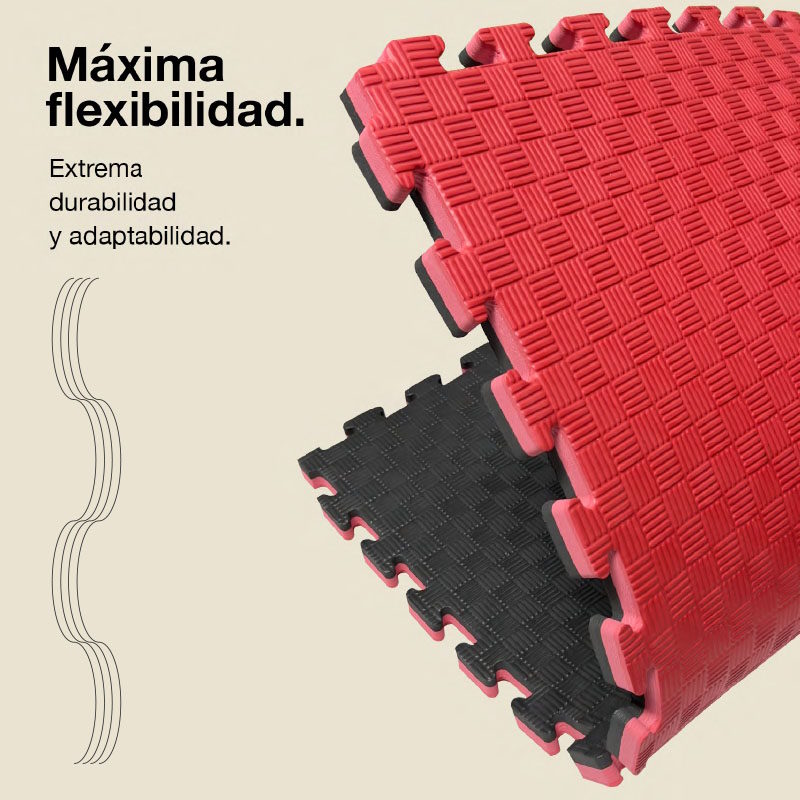 Jowy Tatami Puzzle 2cm 100x100cm – Superficie 5 Líneas Negro/rojo_5