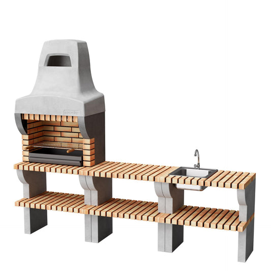 Cozinha exterior Bailén Plus com churrasqueira e lava-loiça Movelar