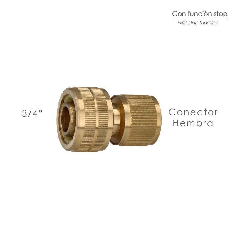 Conector Manguera Con Función Stop Fabricado En Laton 3/4 Hembra, Adaptador Grifo, Conector Grifo A Conector Rapido_1