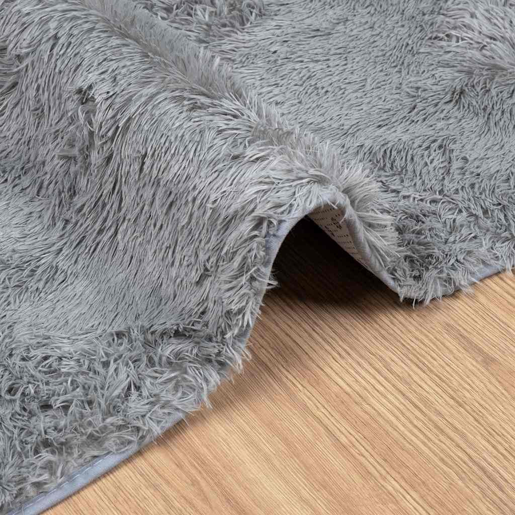 Vidaxl Alfombra De Pelo Largo Navarra Gris Plateado 240x240 Cm_4