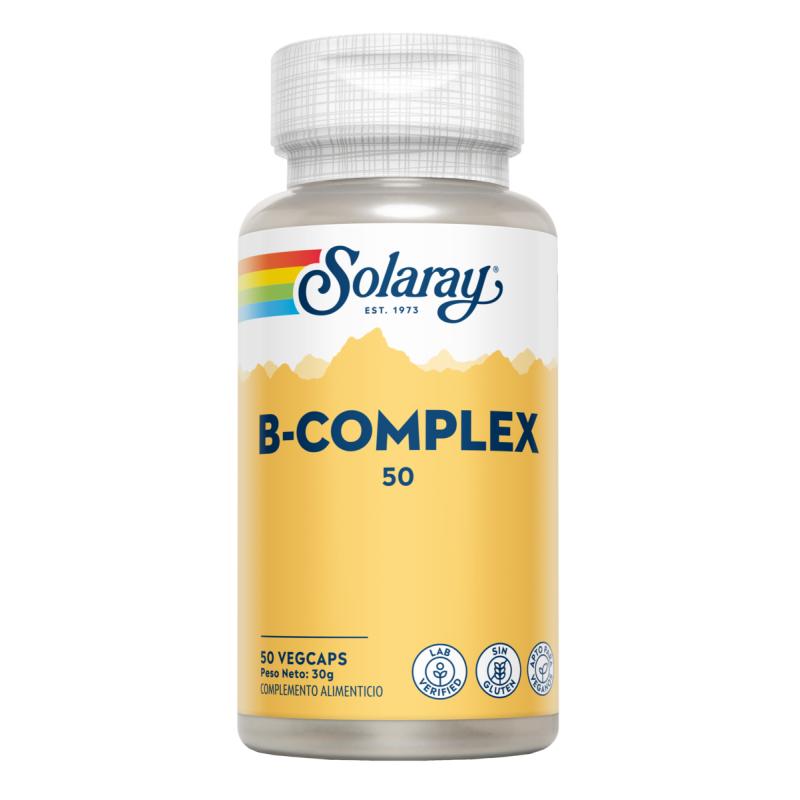 Solaray B Complex 50 50 Cápsulas Vegetarianas. Sem Glúten. Adequado para Veganos.