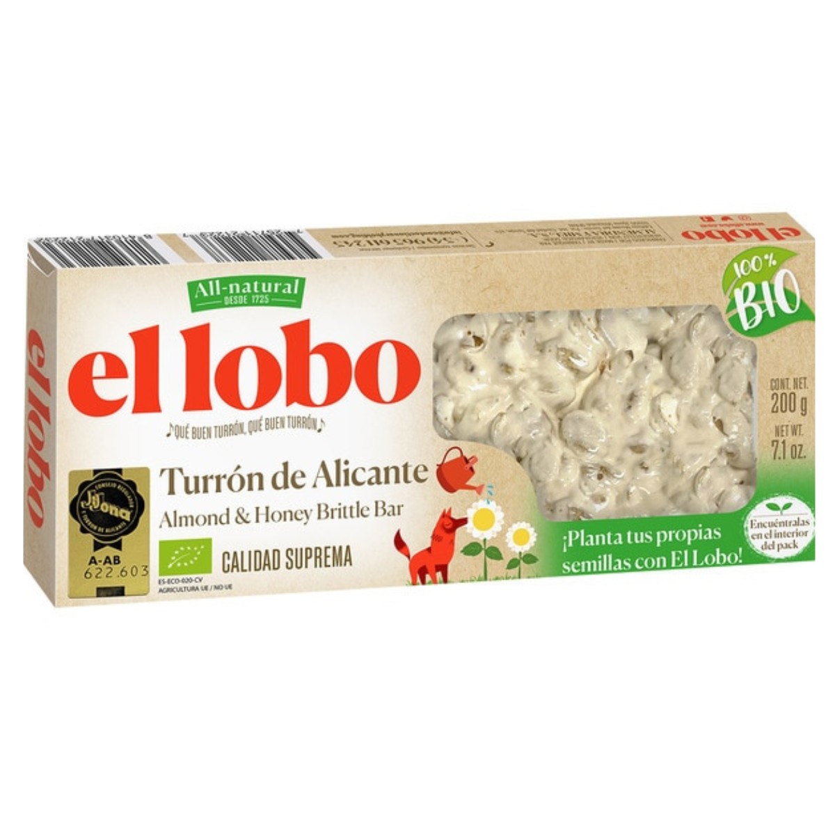 Alicante Nougat El Lobo Biológico 200 g