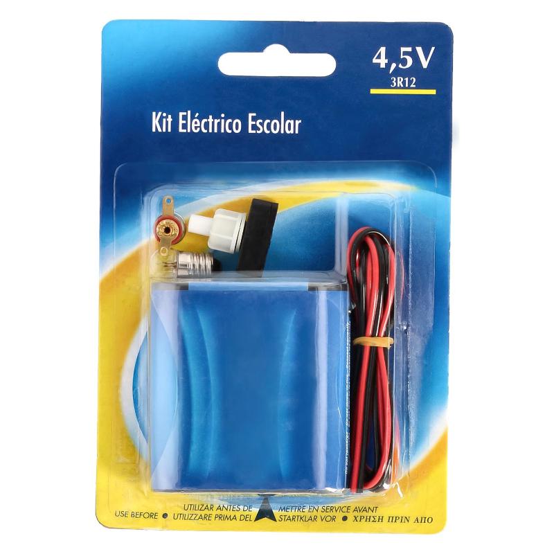 Kit Eléctrico Escolar, Set Para El Colegio, Pila Petaca 4.5v, Interruptor 220v, Cable Y Bombilla.