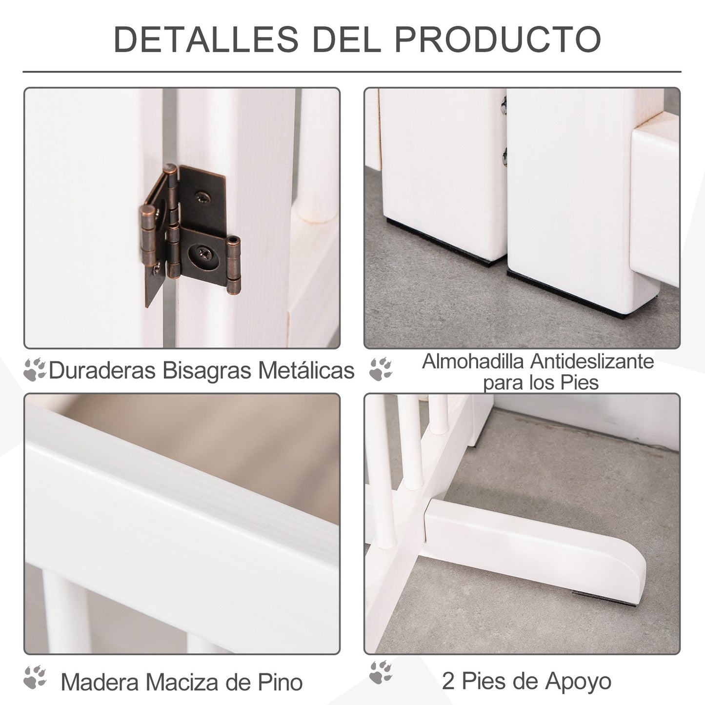 Pawhut Barrera Para Perros Plegable De 4 Paneles Con Puerta 220x36x91 Cm Blanco_5