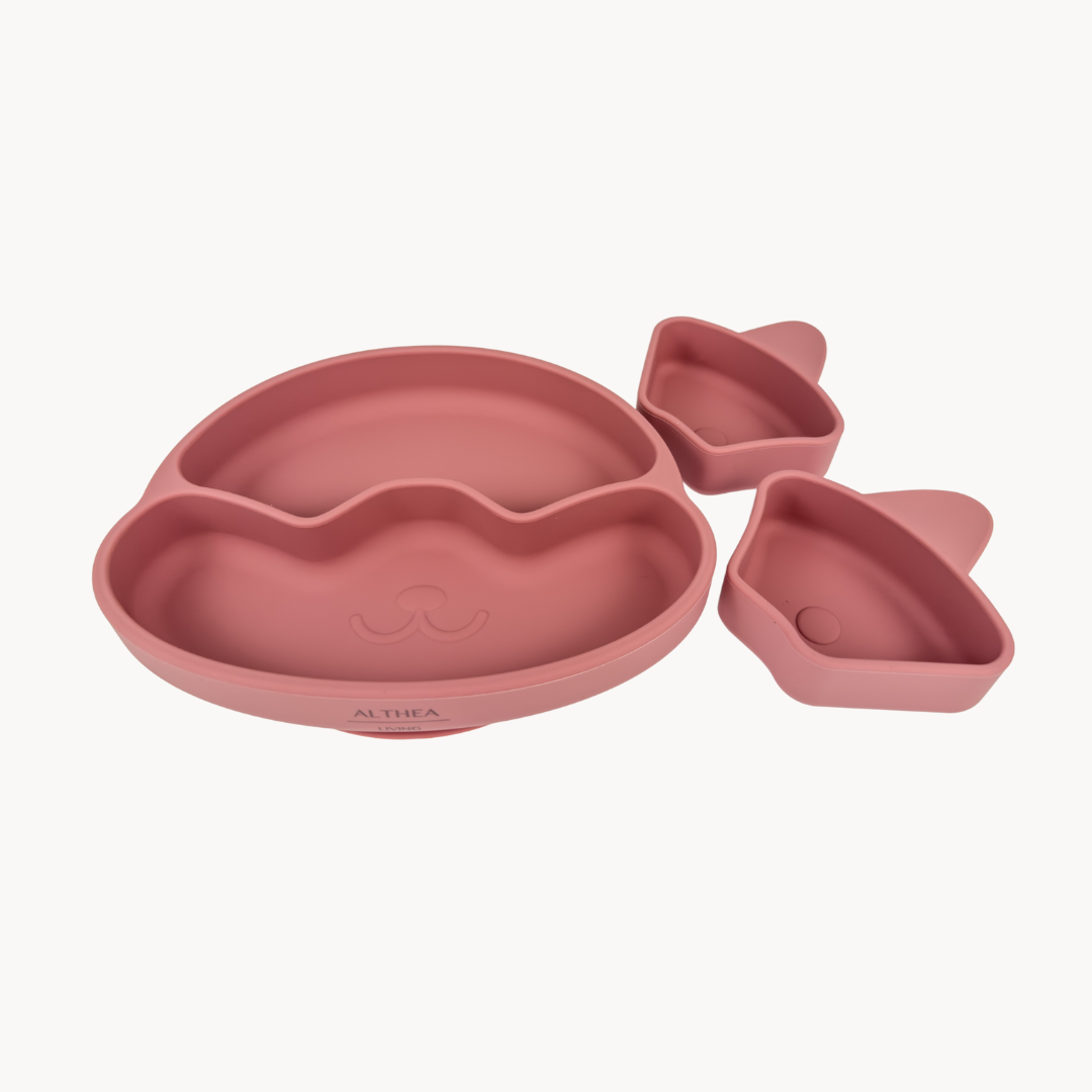 Plato Con Divisiones Extraíbles Y Forma De Perrito - Rosa Profundo._1