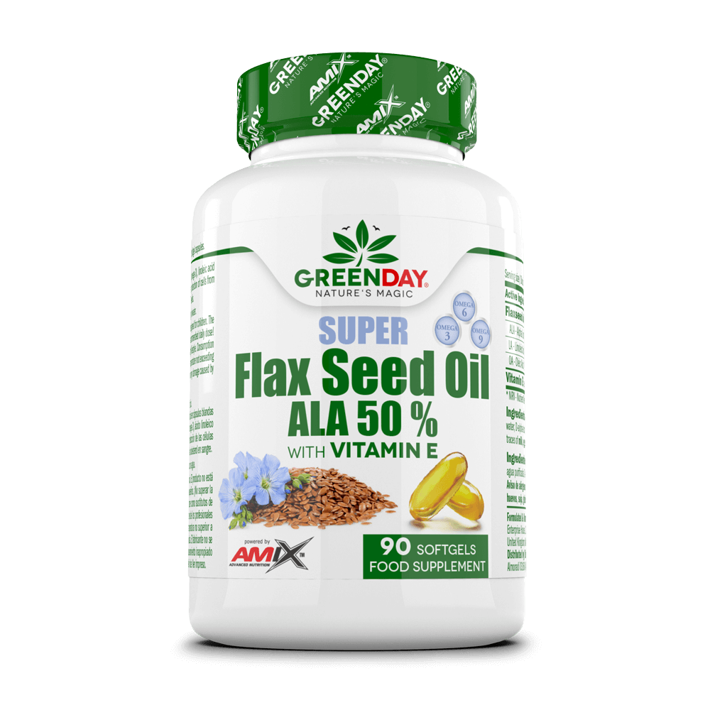 Super Flax Seed Oil Ala 50% - 90 Softgels - Aceites Vegetales - Amix Nutrition_0