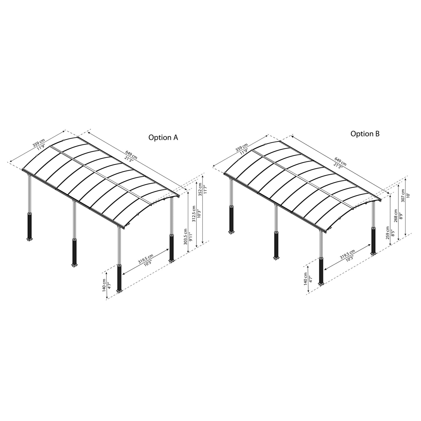 Garagem Alpine Carport 650x360 cm
