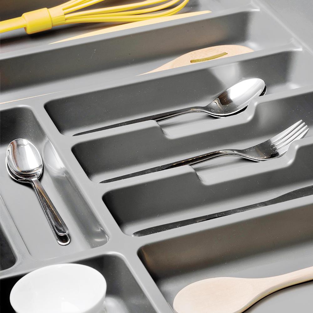 Emuca Porta-talheres para gaveta de cozinha, módulo 700 mm, Plástico, Cinza