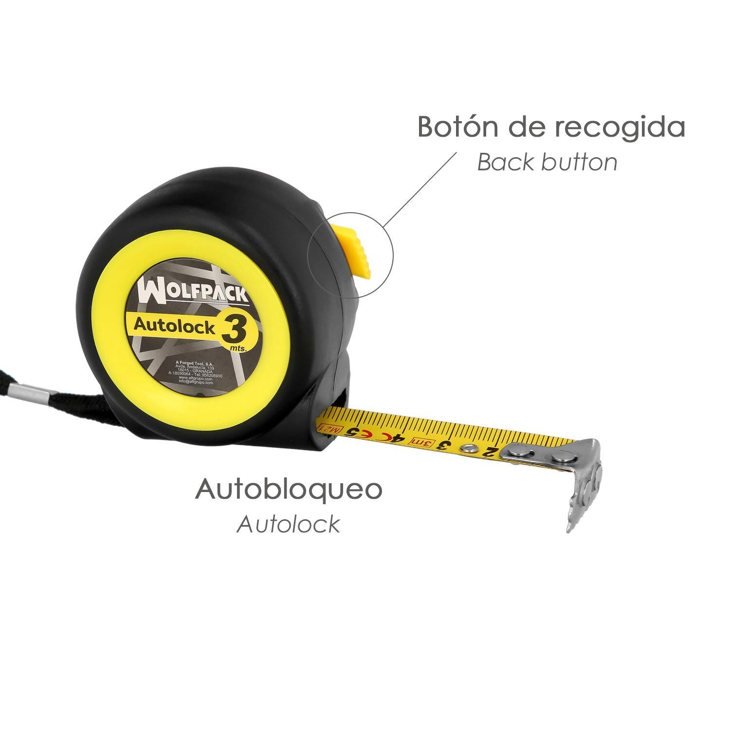 Flexometro Sistema Autolock Con Freno Automatico Longitud 3 Metros Ancho Cinta 16 Mm. Magnetico. Cinta Metrica Freno Automatico