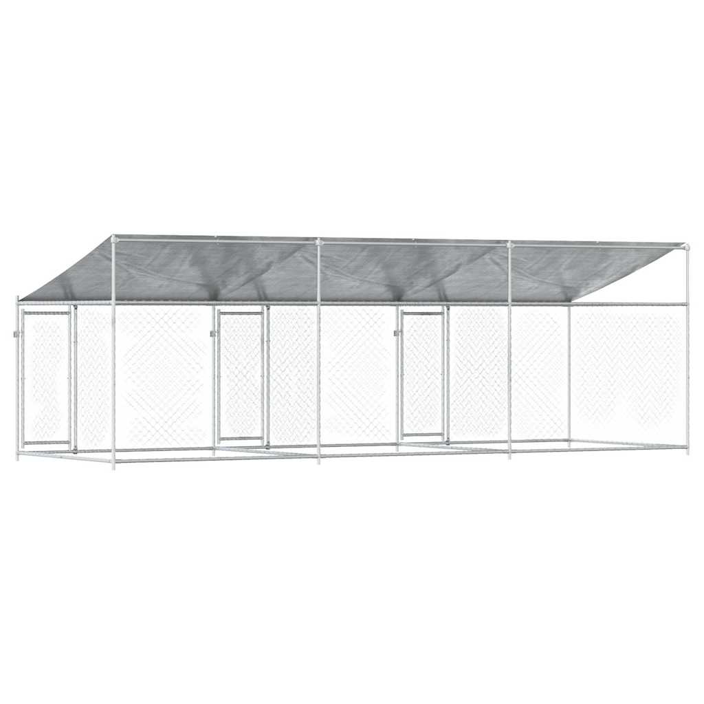 Jaula De Perros Techo Y Puertas Acero Galvanizado Gris 6x2x2 M_5