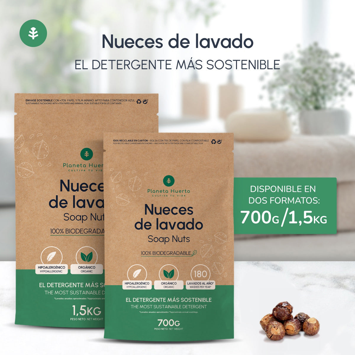Nozes para Lavar Planeta Huerto 1,5 kg