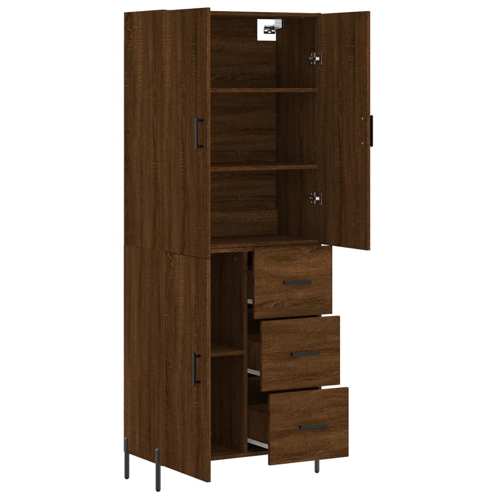 Aparador Alto Madera Contrachapada Marrón Roble 69,5x34x180 Cm_3