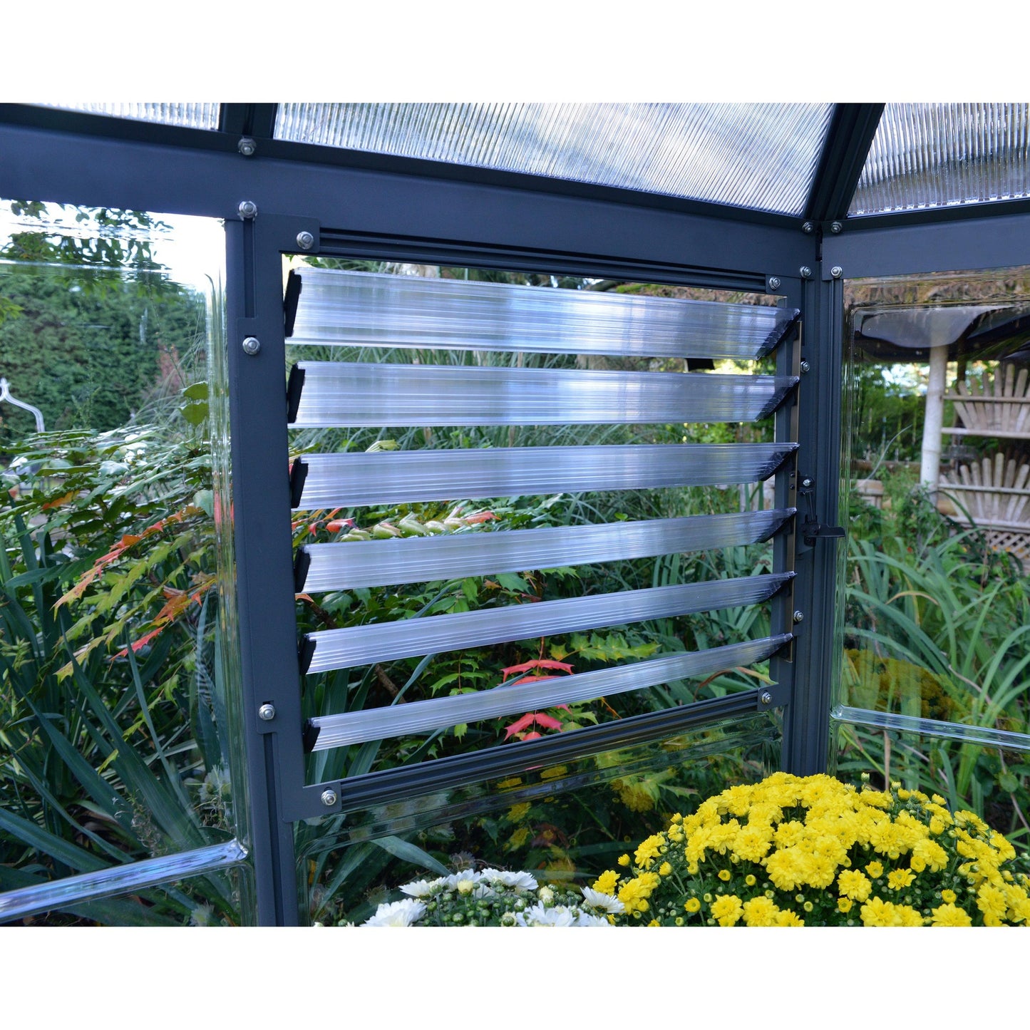 Estufa hexagonal Oasis 363x316x289 cm cinzento