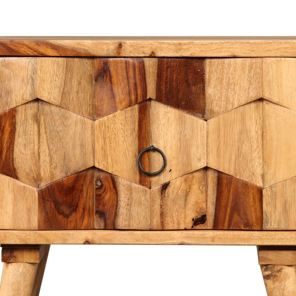 Mesita De Noche Con 1 Cajón Madera Maciza De Sheesham_4