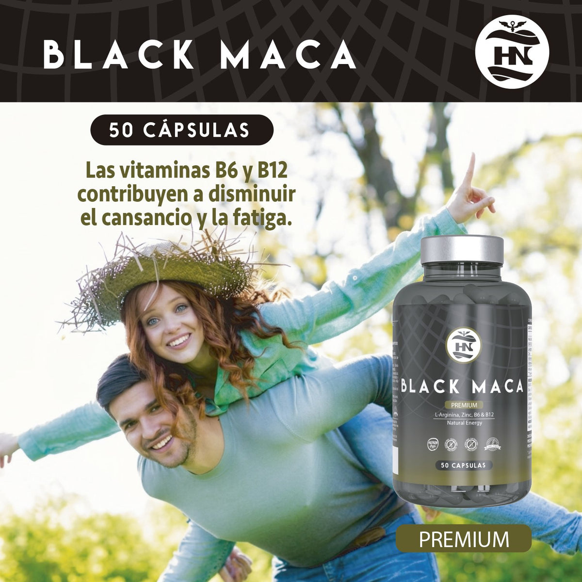 Pack 2 X Black Maca 20:1 Con L-arginina, Zinc Y Vitaminas B6 Y B12 - 2 X 50 Cápsulas Vegetales_4
