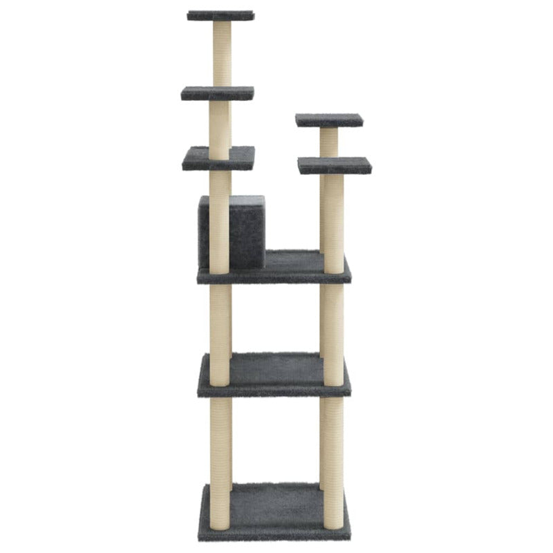 Vidaxl Rascador Para Gatos Con Postes De Sisal Gris Oscuro 171 Cm_5