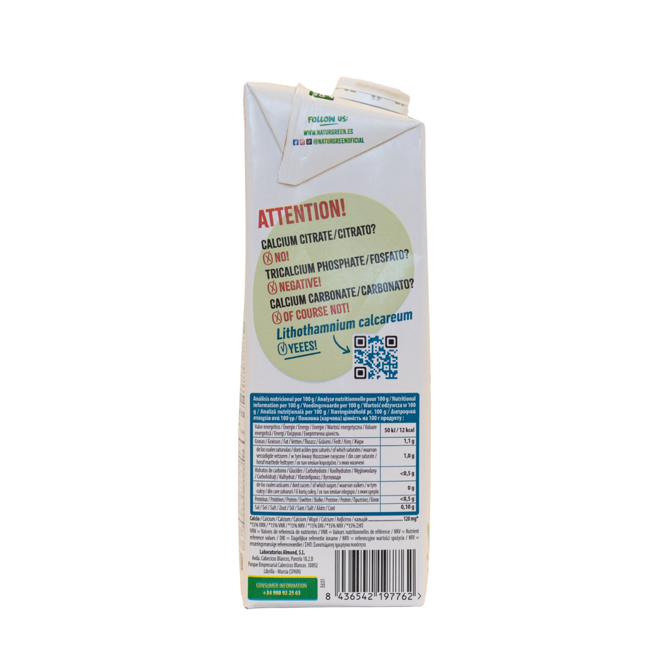 Embalagem de 6 bebidas vegetais de coco e cálcio sem açúcar NaturGreen 1 litro