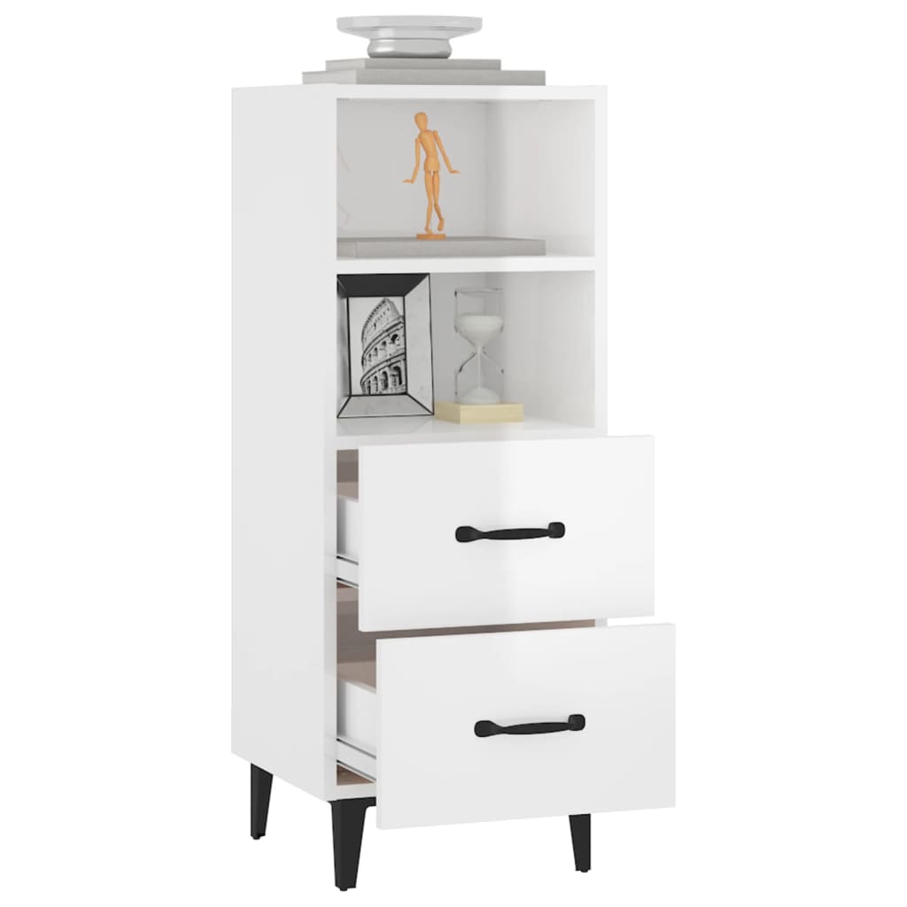 Aparador De Madera Contrachapada Blanco Brillante 34,5x34x90 Cm / Vetonek_5