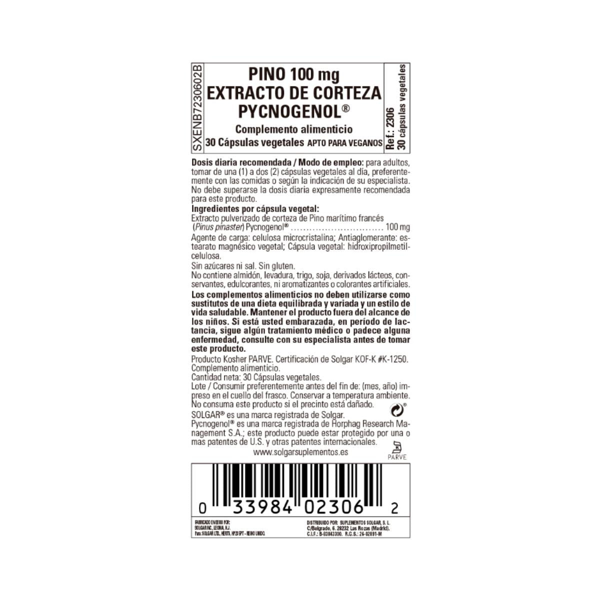 Pycnogenol 30 cápsulas vegetais (100mg)