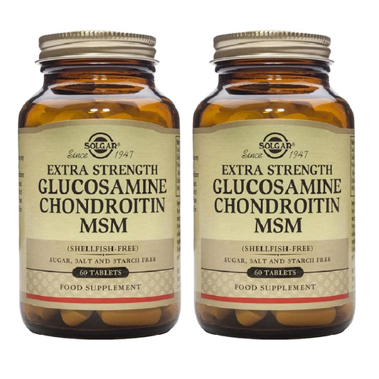 Embalagem de 2 comprimidos de glucosamina condroitina MSM extra concentrado 60 comprimidos