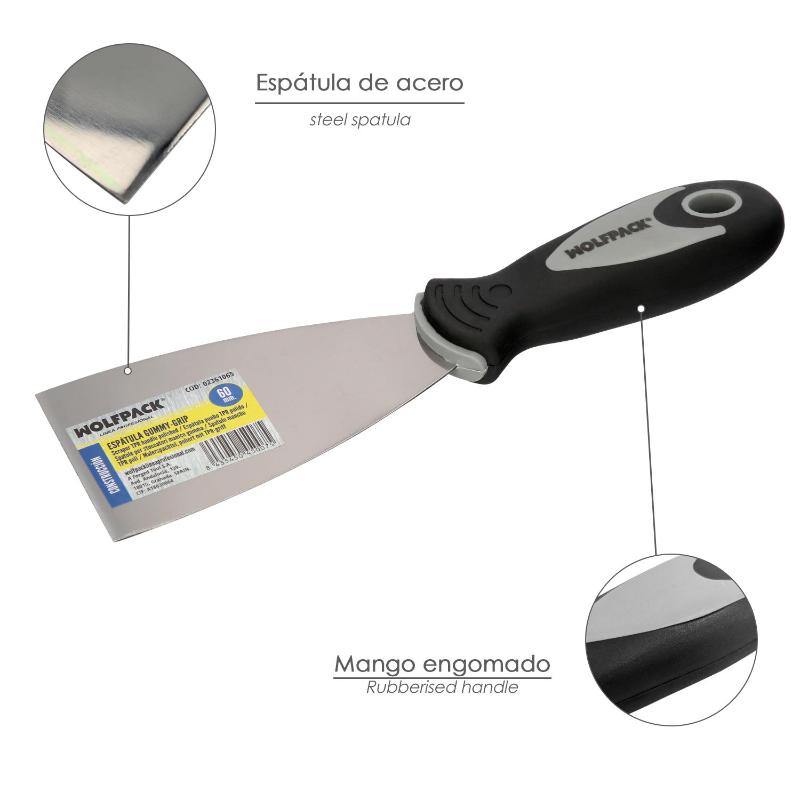 Espatula Mango Gummy Grip Hoja 60 Mm. Espatula Yeso, Espatula Pintor, Espatula Masillas, Espatula Pladur, Etc.