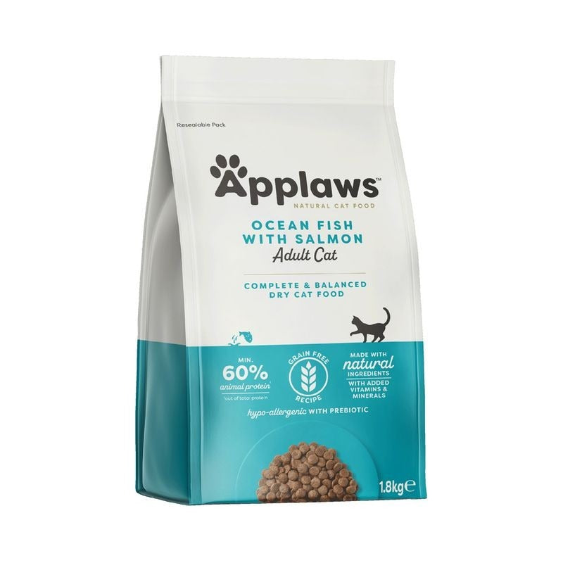 Applaws Cat Dry Adult Fish and Salmon 1,8 kg Alimento natural para gatos sem cereais