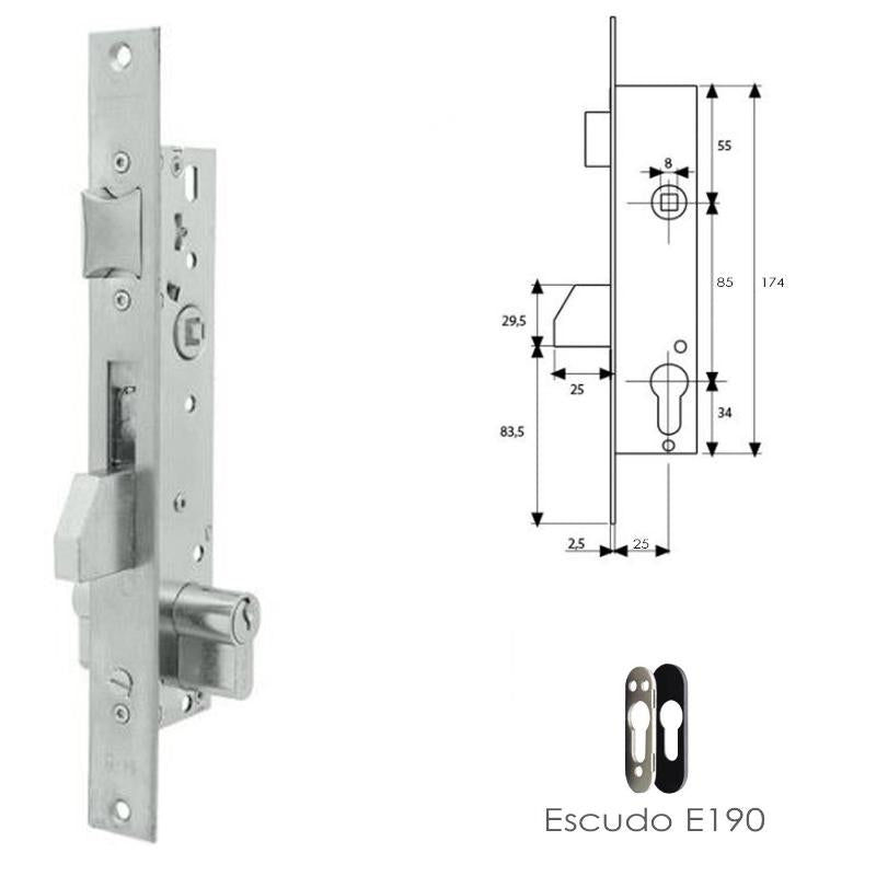 Cerradura Tesa 2210/25/3ni Con Escudo De Seguridad E190 Con Sistema Antipalanqueta_1
