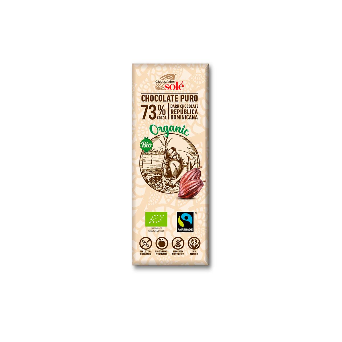 Barra de Chocolate 73% SOLÉ, 25g
